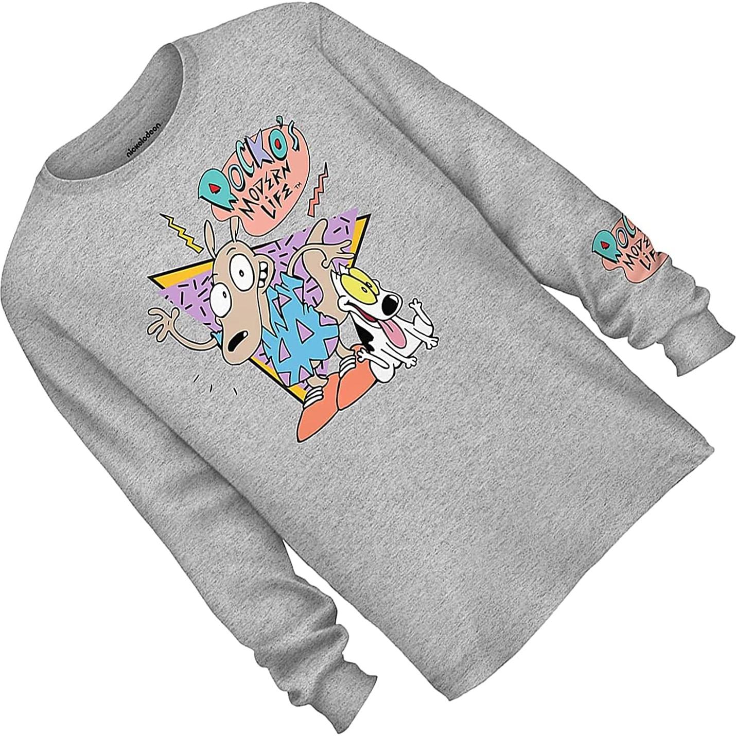 Camisa de Manga Larga Hombre Nickelodeon Rugrats 90s Gris M