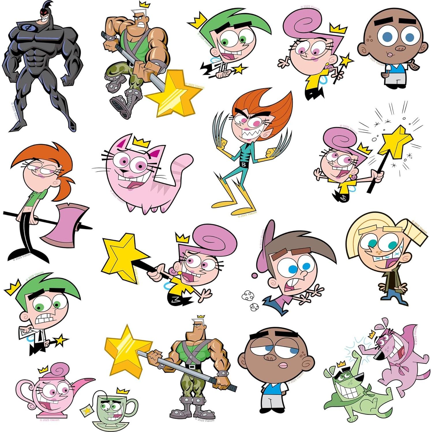 Pegatinas grandes de vinilo Los Padrinos Mágicos - 50 unidades