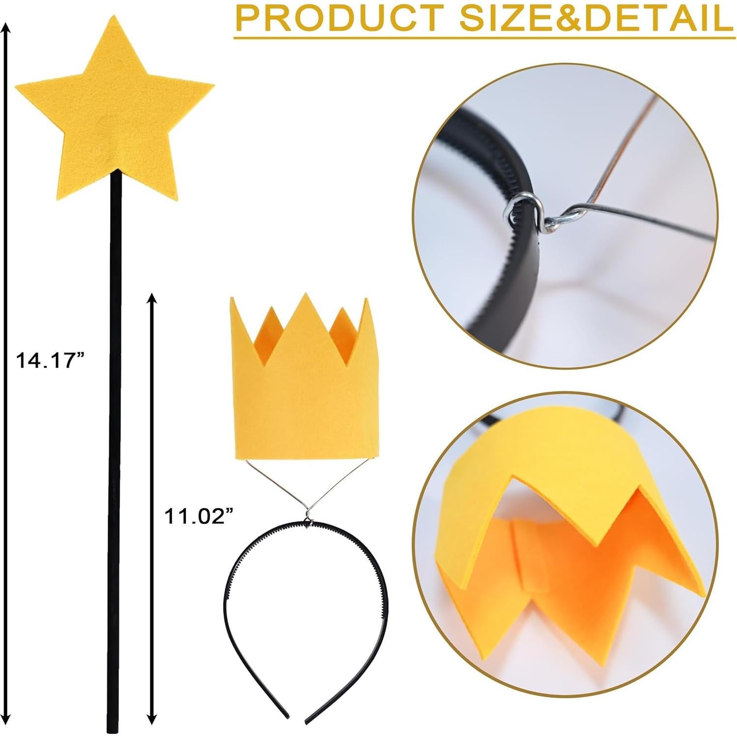 Juego de Disfraz de 4 Piezas Varitas y Diademas Flotantes