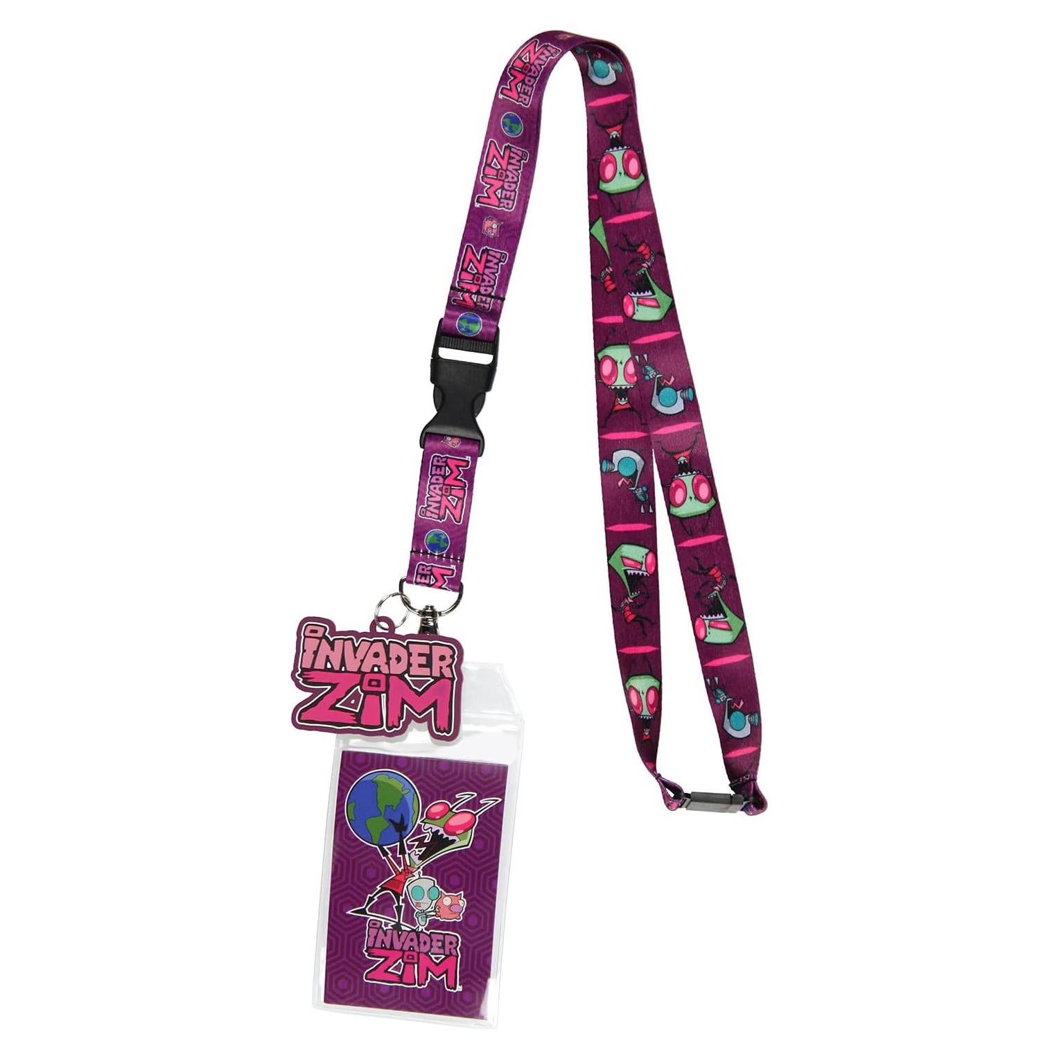 Porta Credenciales con Cinta Invader Zim y Colgante de Goma