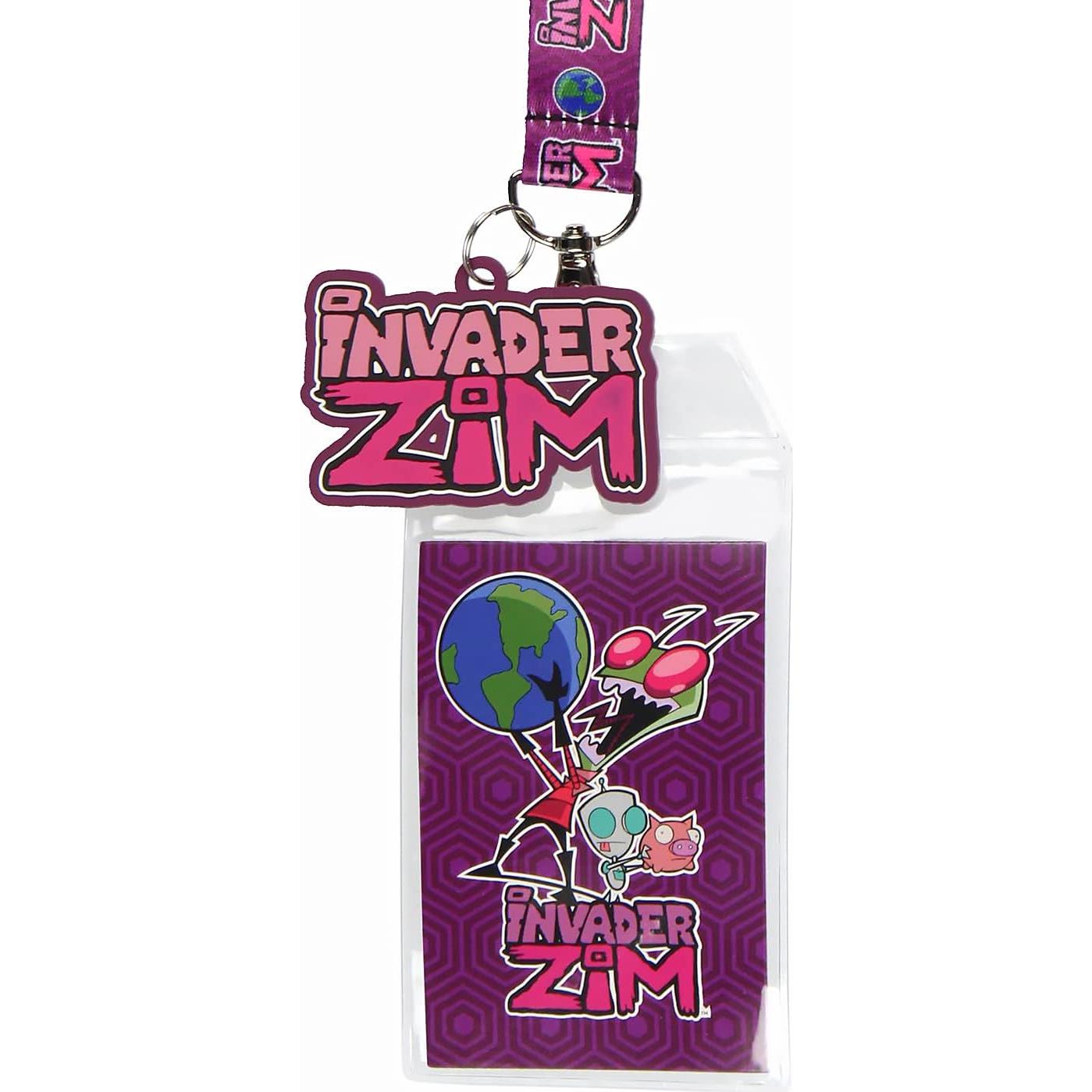 Porta Credenciales con Cinta Invader Zim y Colgante de Goma