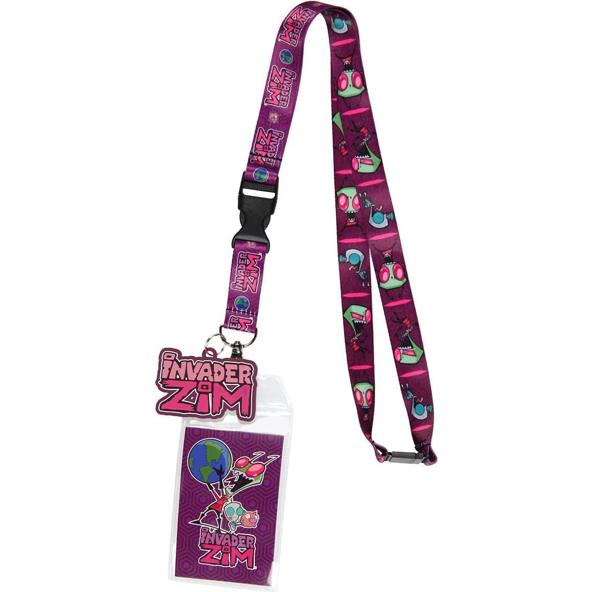 Porta Credenciales con Cinta Invader Zim y Colgante de Goma