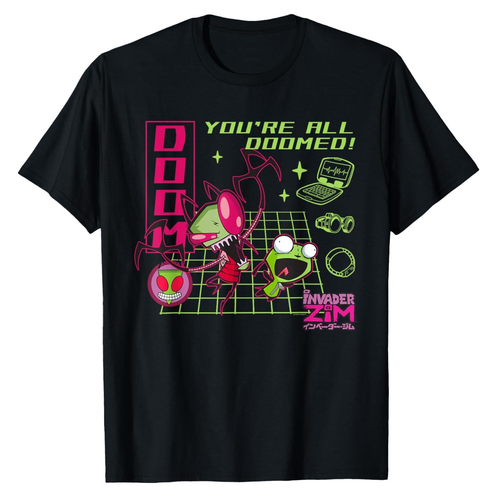 Camiseta de Caricatura Invader Zim para Hombres - Y2K