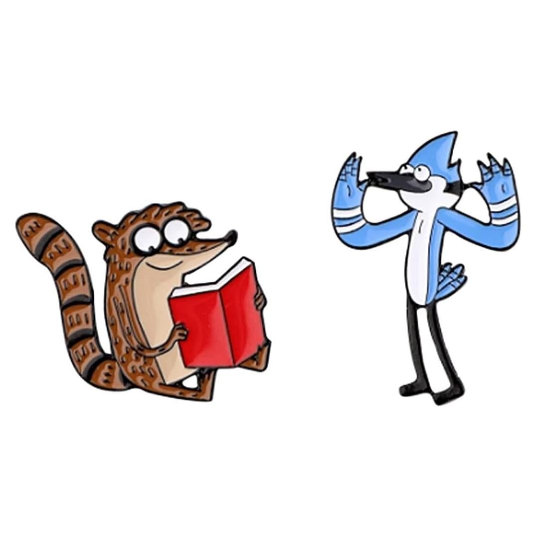Conjunto de Pines de Metal Esmalte Rigby y Mordecai 2 Piezas