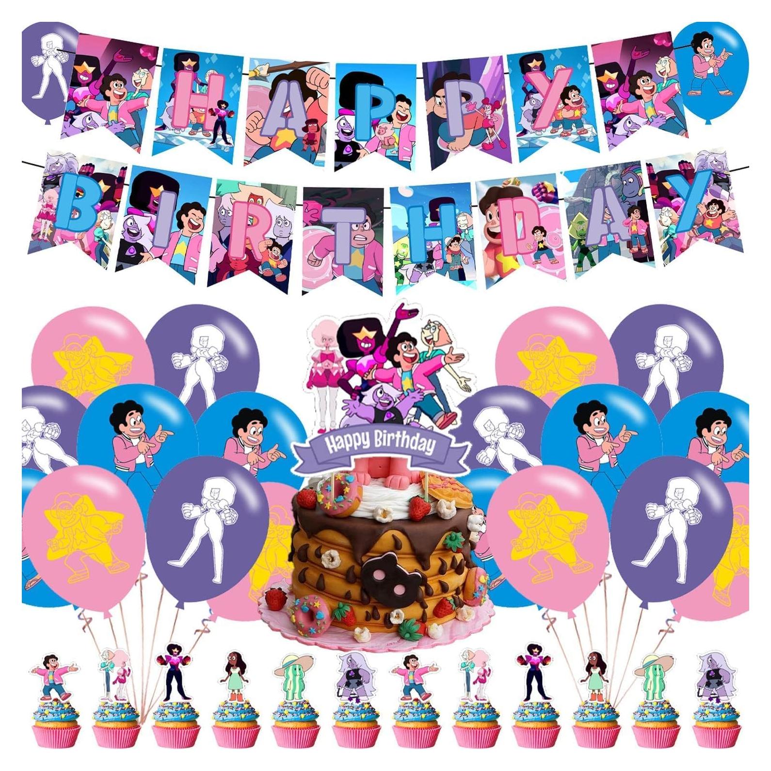 Suministros de Fiesta Steven Universe - 18 Globos, Banner, Adornos