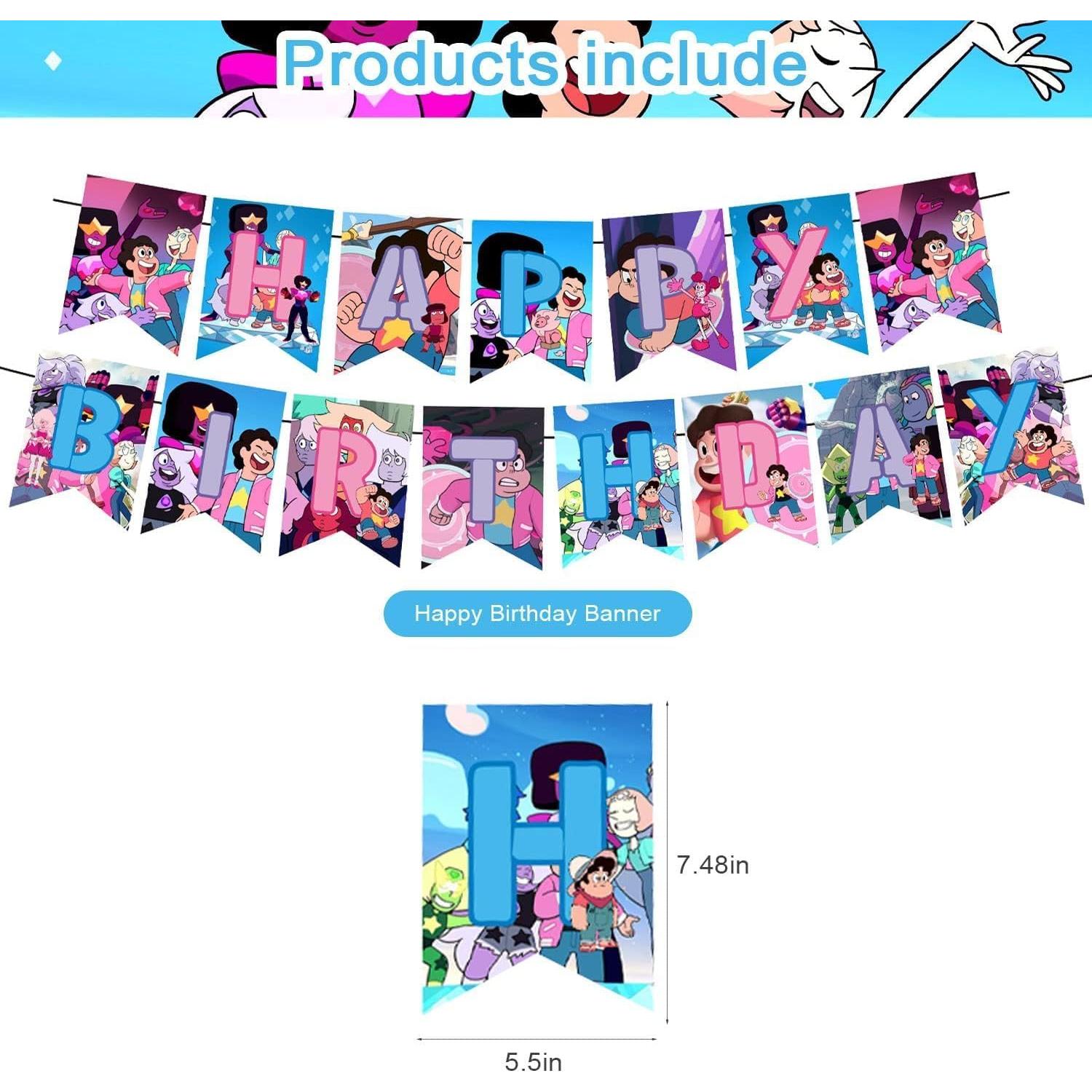 Suministros de Fiesta Steven Universe - 18 Globos, Banner, Adornos