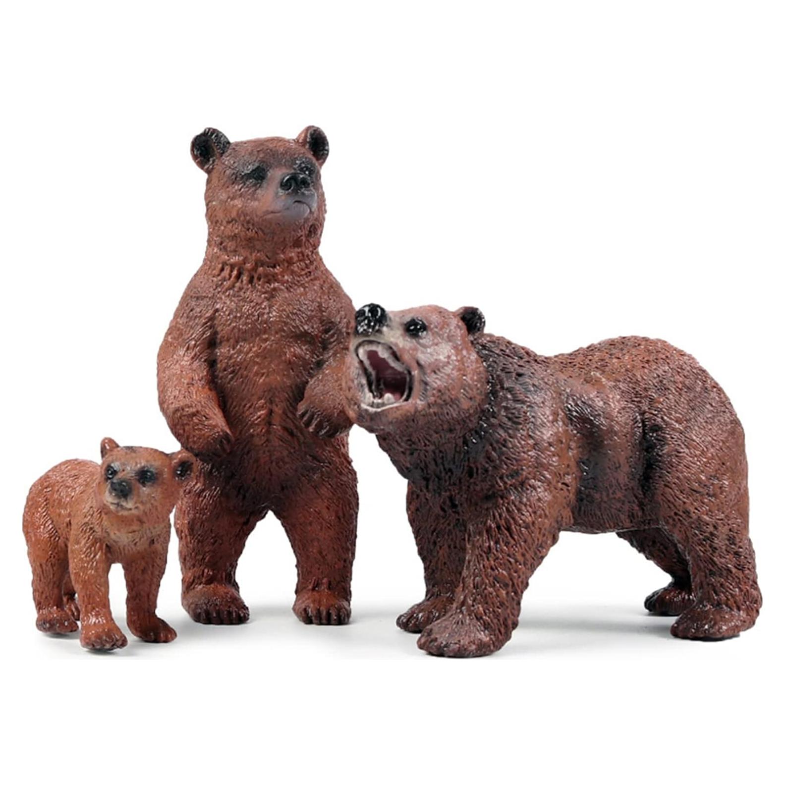 Figuritas de Oso Grizzly - Paquete de 3 - Juguetes de Plástico