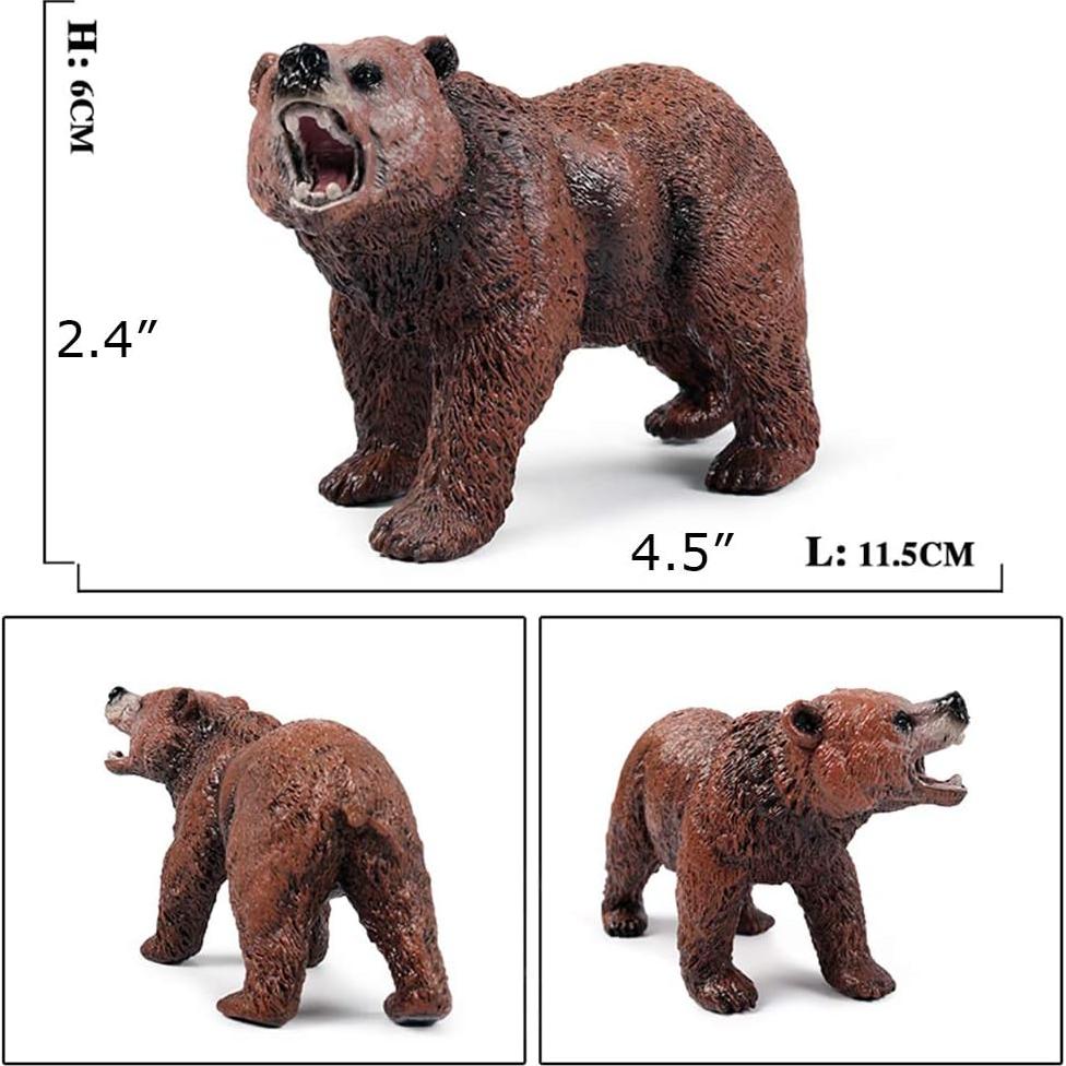Figuritas de Oso Grizzly - Paquete de 3 - Juguetes de Plástico