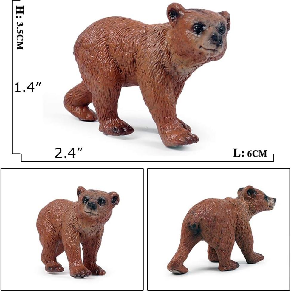 Figuritas de Oso Grizzly - Paquete de 3 - Juguetes de Plástico