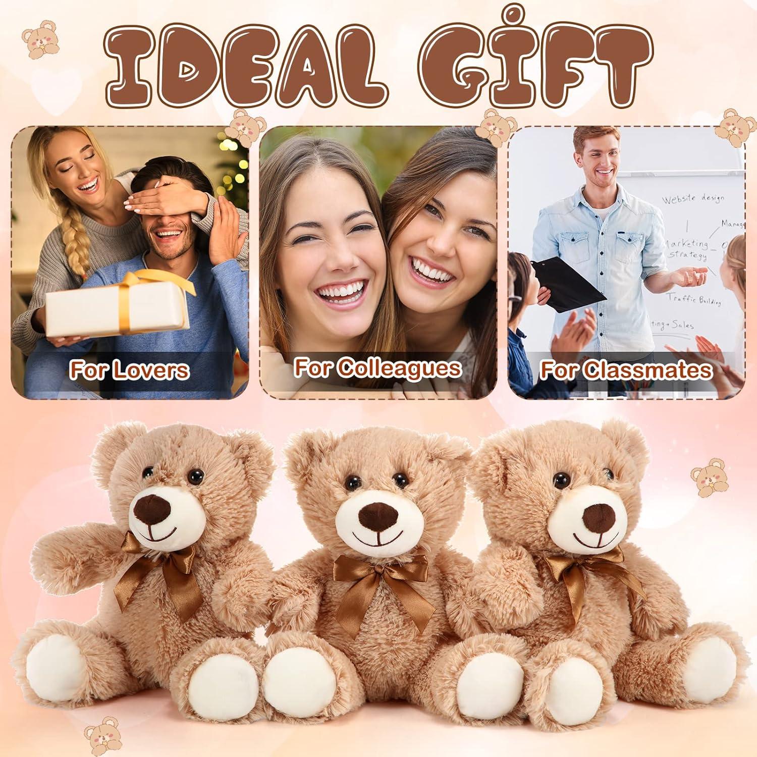 6 Osos de Peluche Suave HyDren 35 cm para Baby Shower