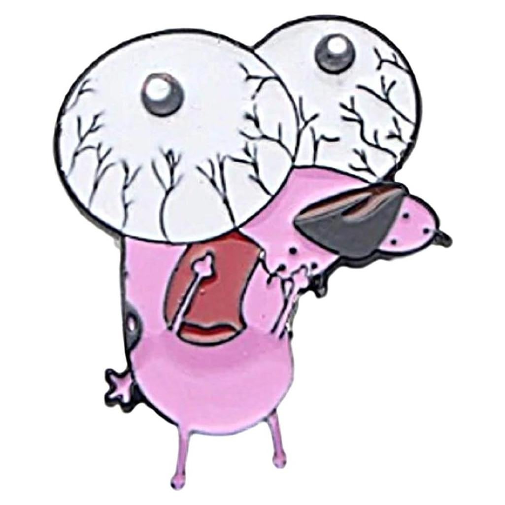 Pin de Metal Esmalte Coraje el Perro Cobarde 10x7cm