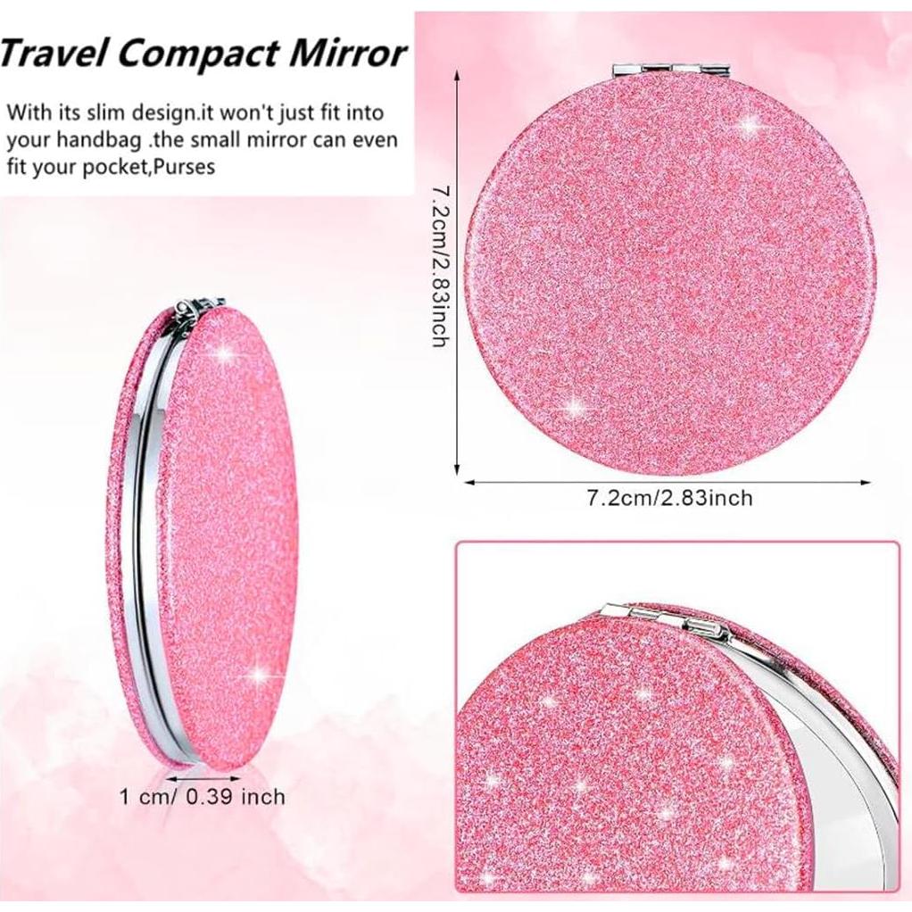 Espejo Compacto Plegable Mpowtech Rosa 2x/1x Magnificación