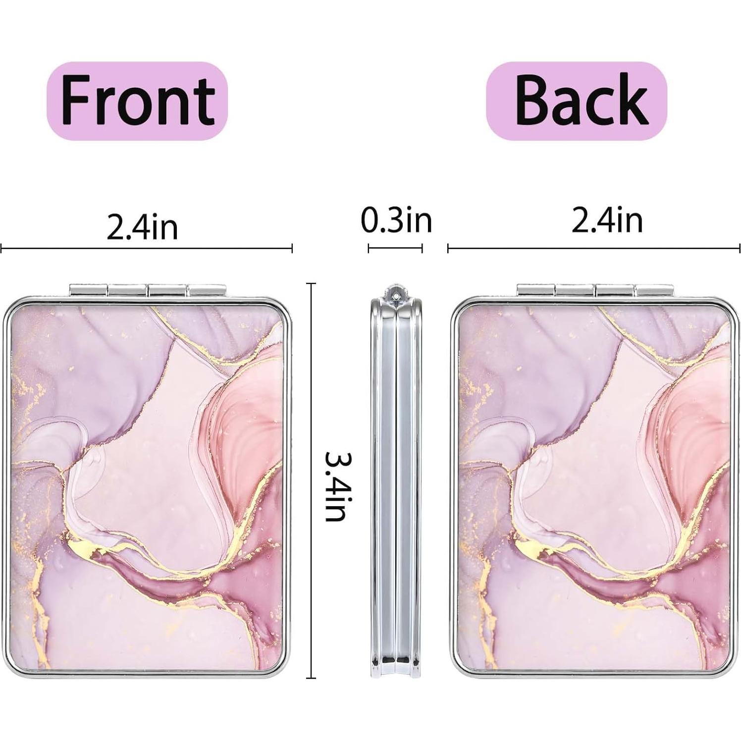 Espejo de bolsillo DCDCEE doble cara 6.99 cm mármol rosa