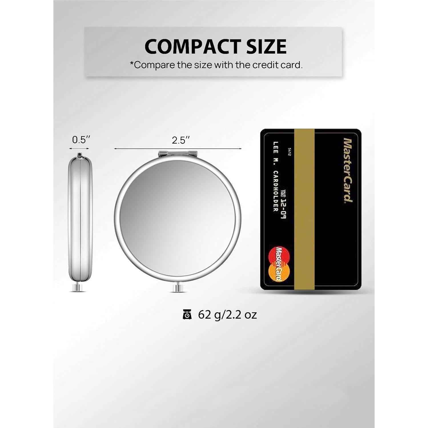 Espejo Compacto Doble Cara Getinbulk 6.35cm Plata