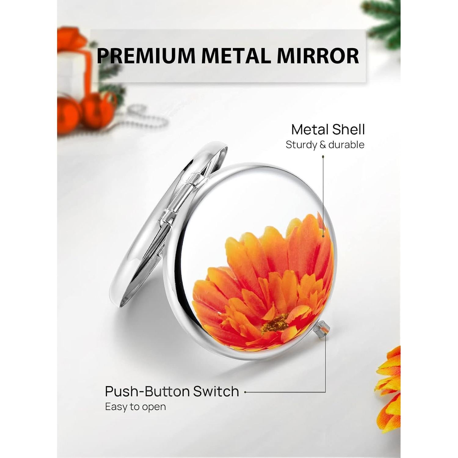 Espejo Compacto Doble Cara Getinbulk 6.35cm Plata