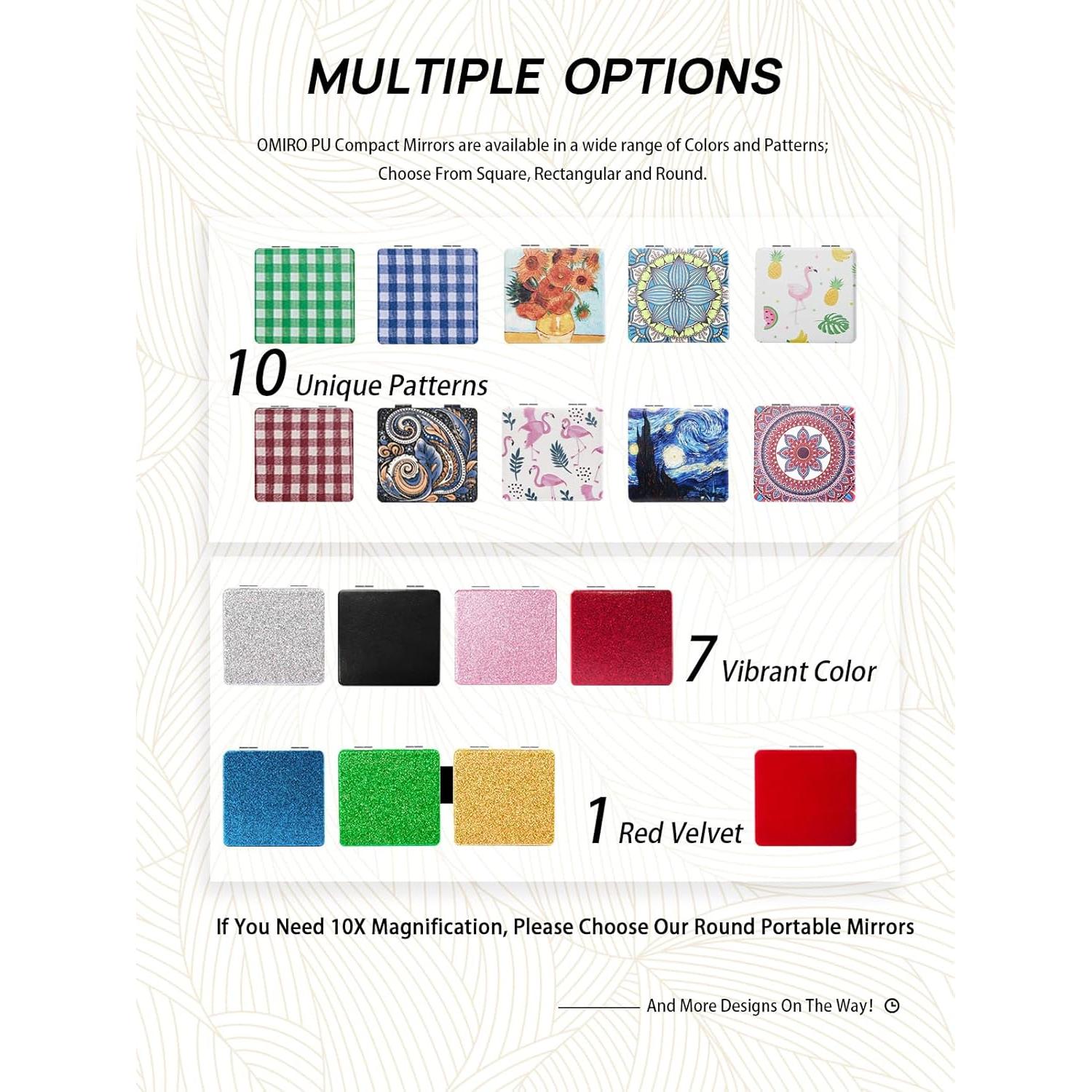 Espejo Compacto OMIRO PU Negro 1X/3X Doble Cara Portátil