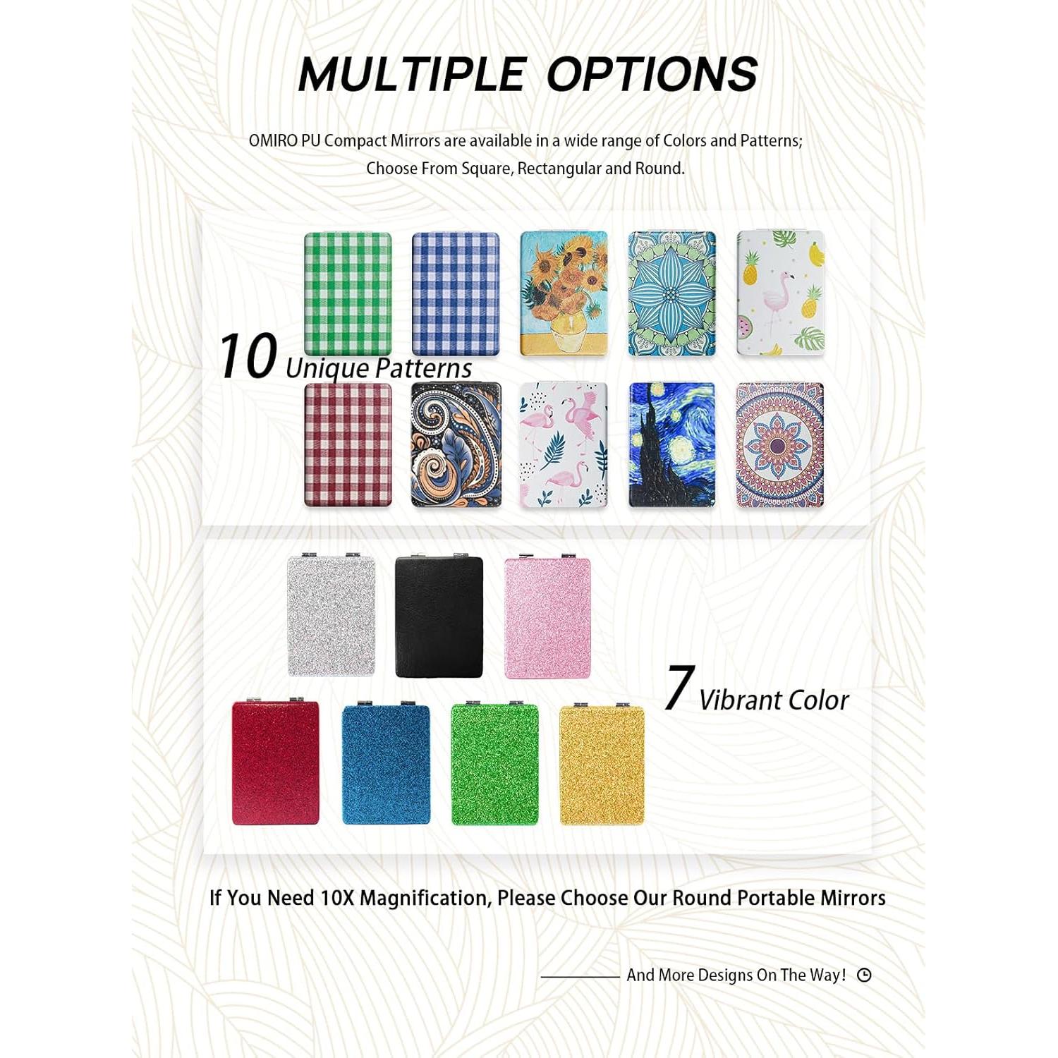 Espejo Compacto OMIRO PU Negro 1X/3X Doble Cara Portátil