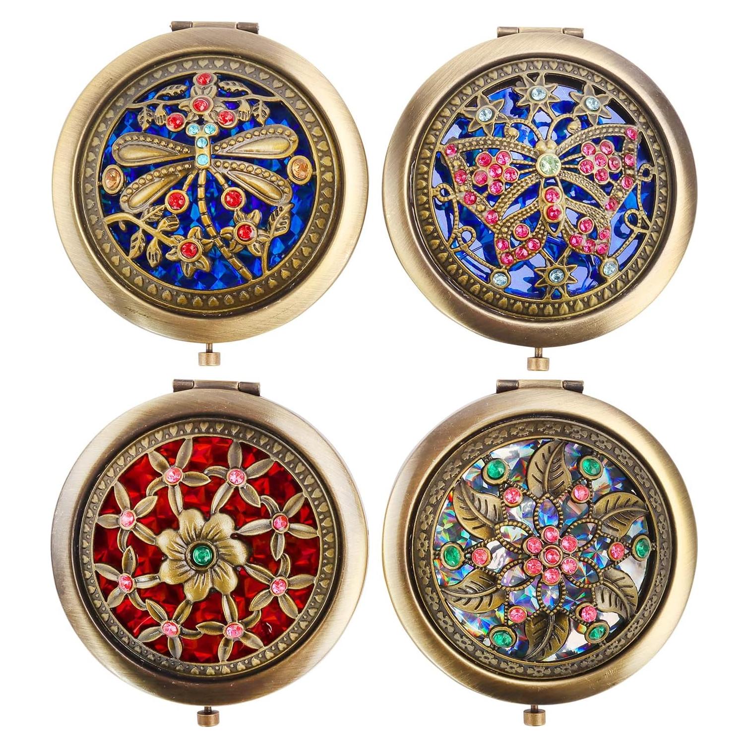 Espejo de Maquillaje Plegable Rich Boxer 4 Pcs Vintage 7.1cm