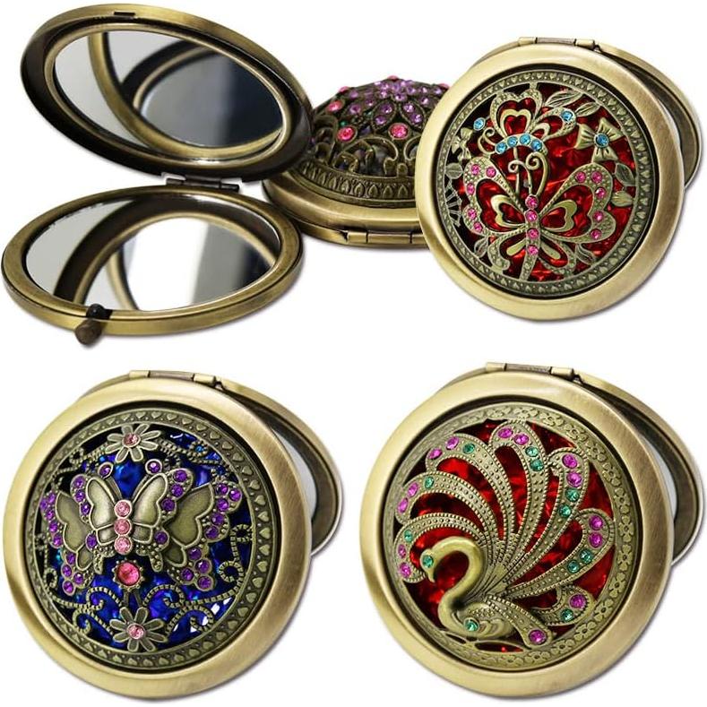Espejo de Maquillaje Plegable Rich Boxer 4 Pcs Vintage 7.1cm
