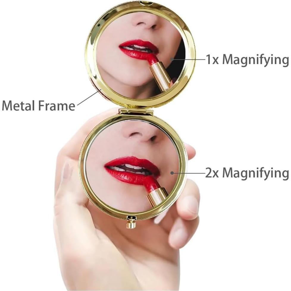 Espejo Compacto Aumentador Mpowtech Dorado 2.76" Plegable