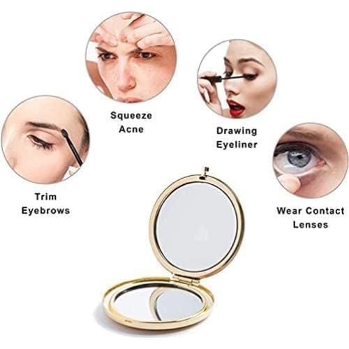 Espejo Compacto Aumentador Mpowtech Dorado 2.76" Plegable