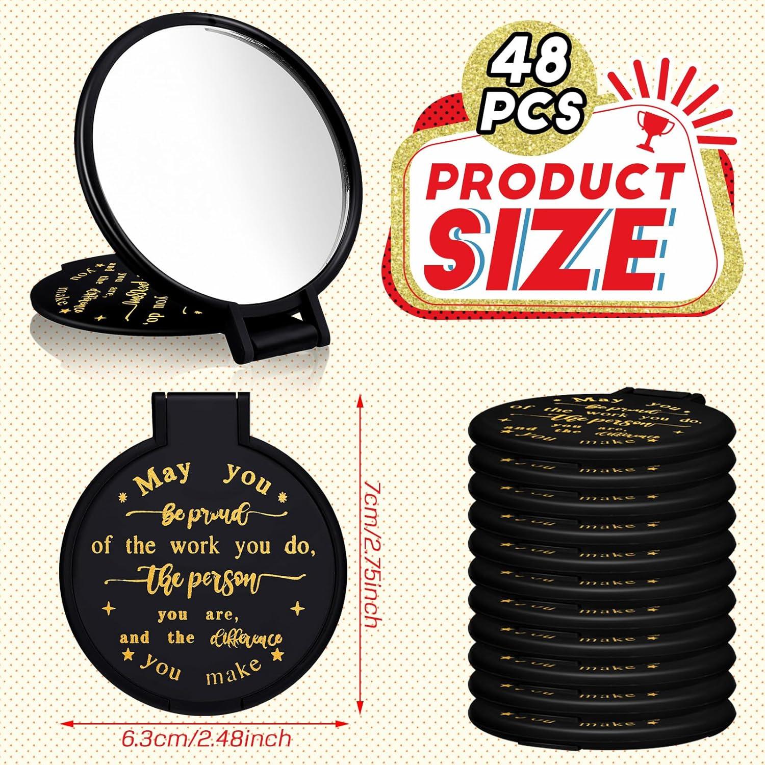 Espejos Compactos de Bolsillo Weysat - 48 Pcs Negros 6.3x7 cm