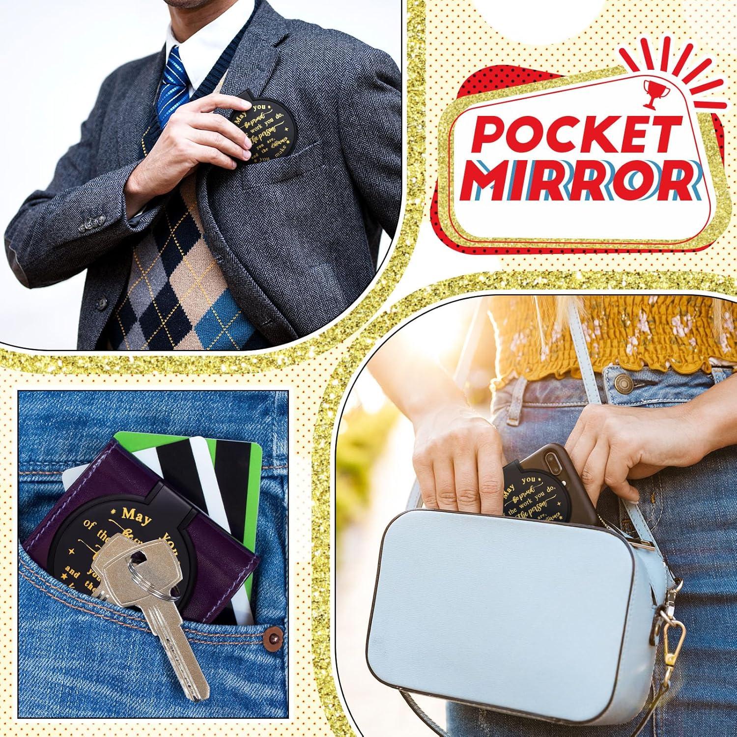 Espejos Compactos de Bolsillo Weysat - 48 Pcs Negros 6.3x7 cm