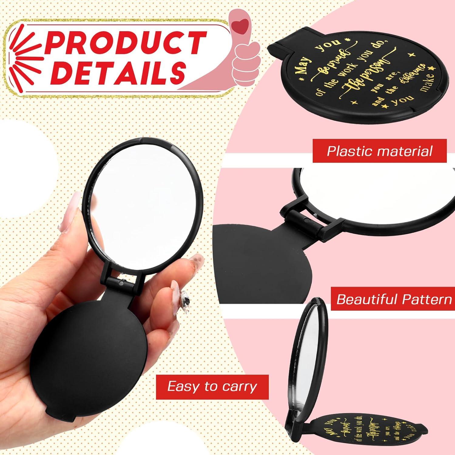 Espejos Compactos de Bolsillo Weysat - 48 Pcs Negros 6.3x7 cm