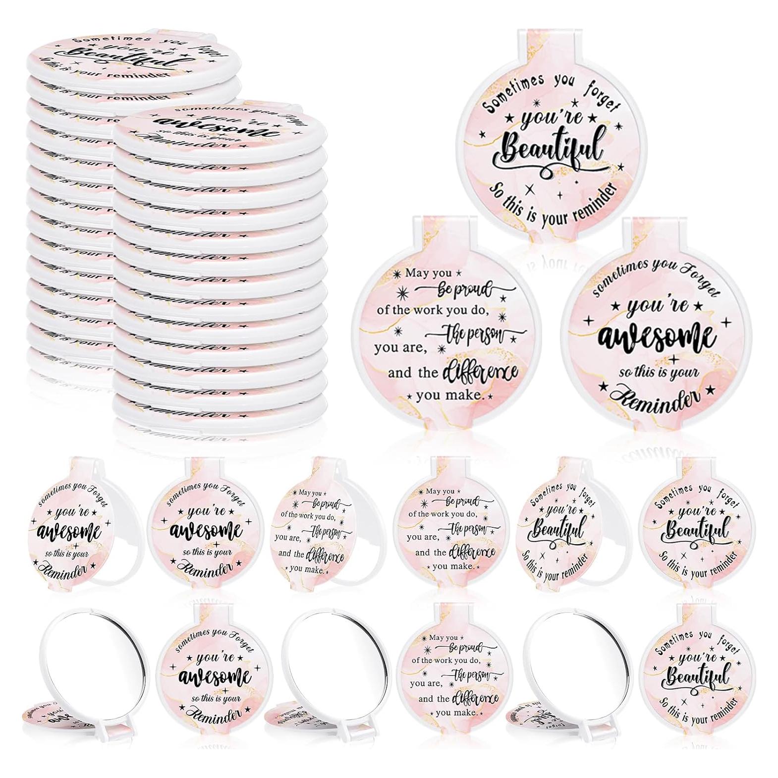 Espejo Compacto Inspiracional Wenqik 100 Pcs Rosa Claro