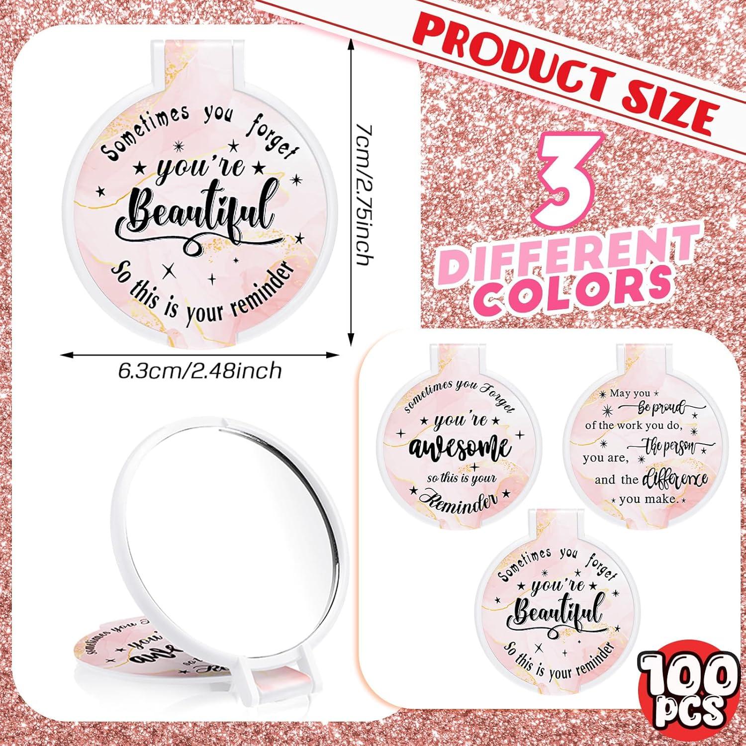 Espejo Compacto Inspiracional Wenqik 100 Pcs Rosa Claro
