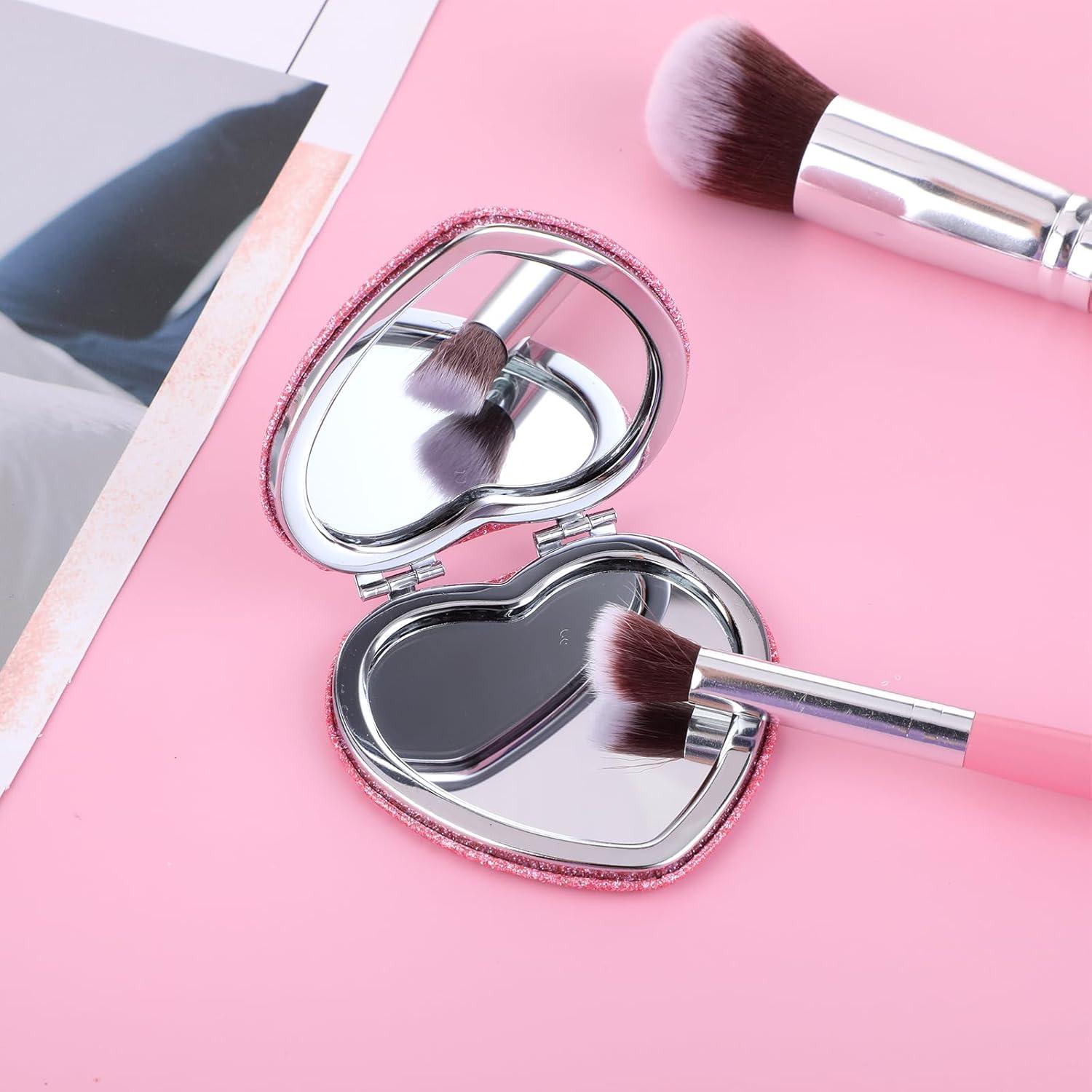 Espejo Plegable Doble Cara Dimeho Rosa Corazón 6.7 cm