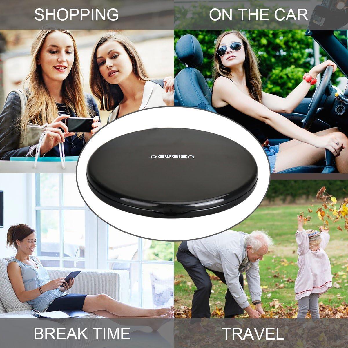 Espejo Cosmético Compacto Deweisn 10x Aumento Negro 10.16 cm