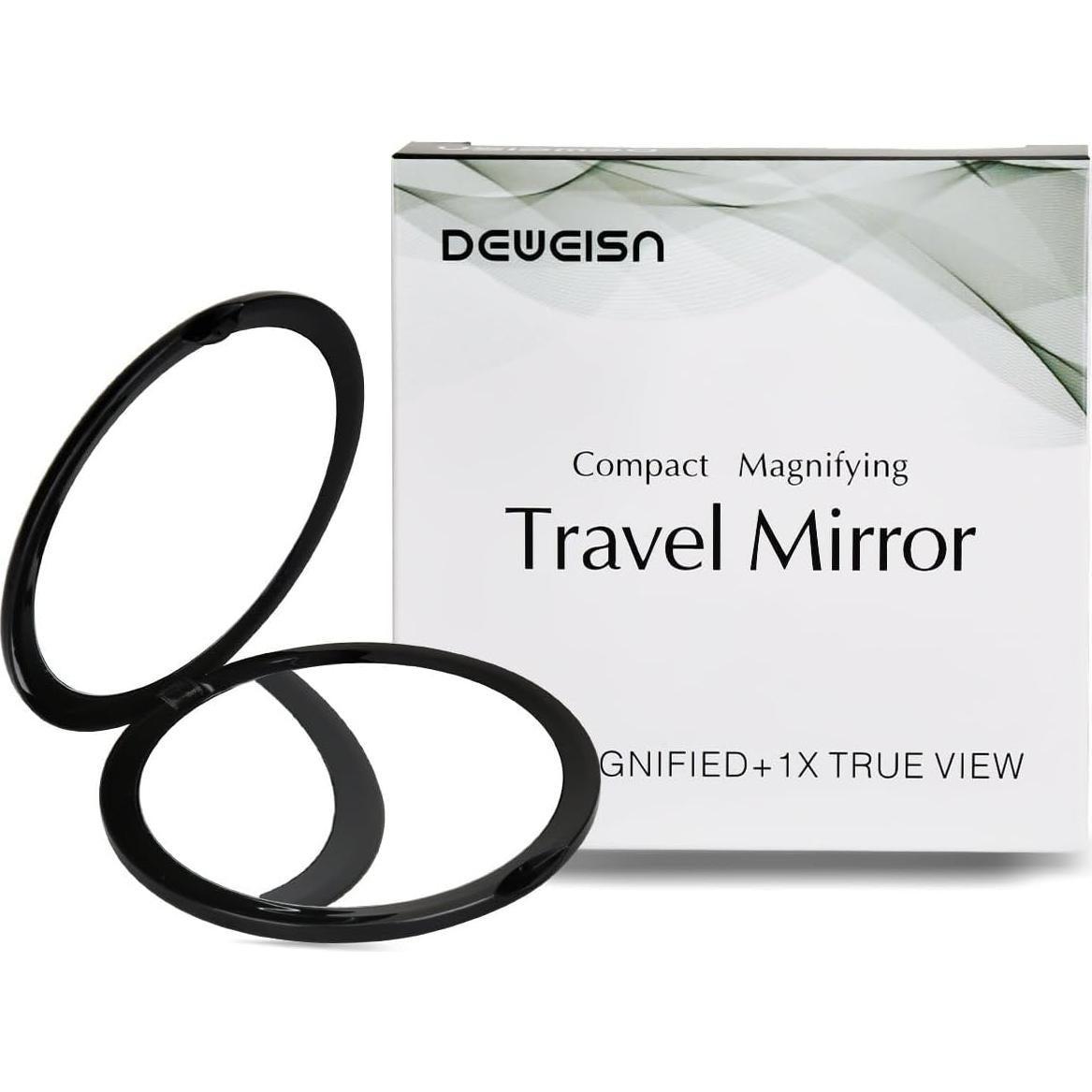 Espejo Cosmético Compacto Deweisn 10x Aumento Negro 10.16 cm