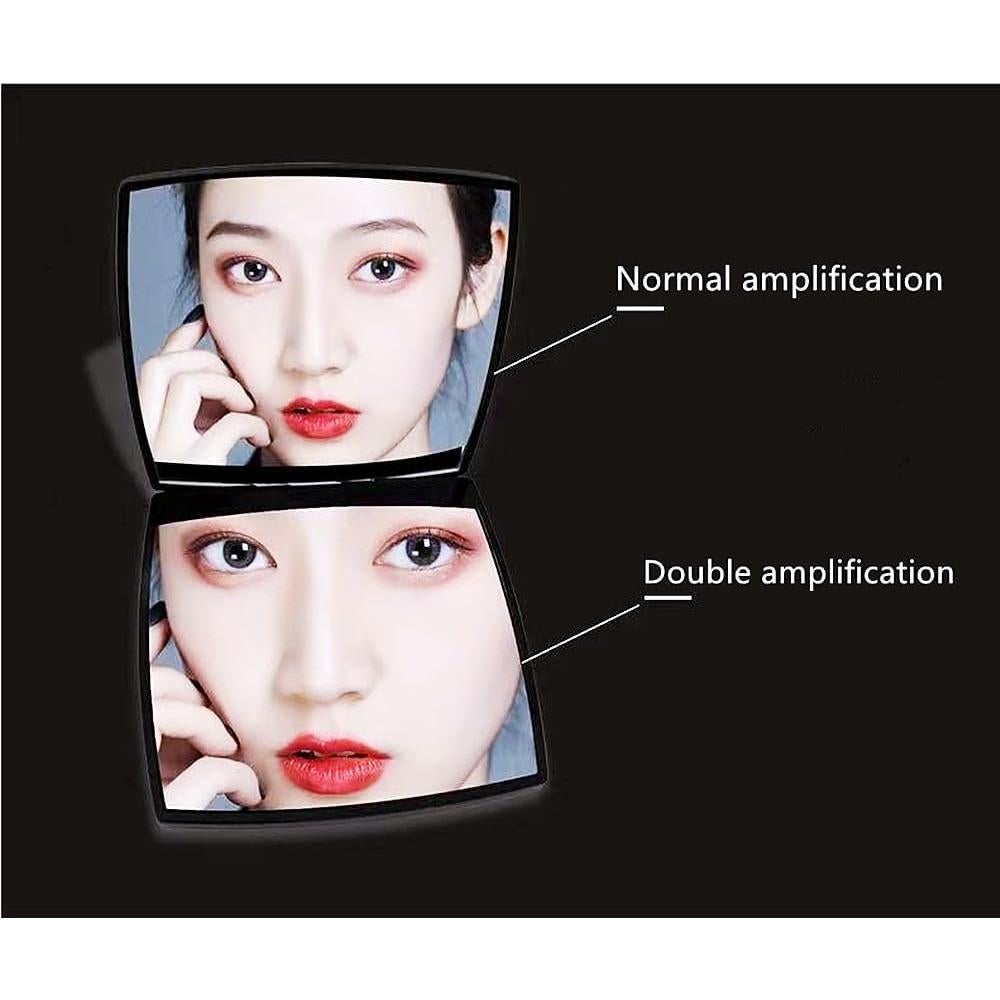 Espejo Cosmético Compacto MENGJIE 2x Aumento Negro 6.35cm