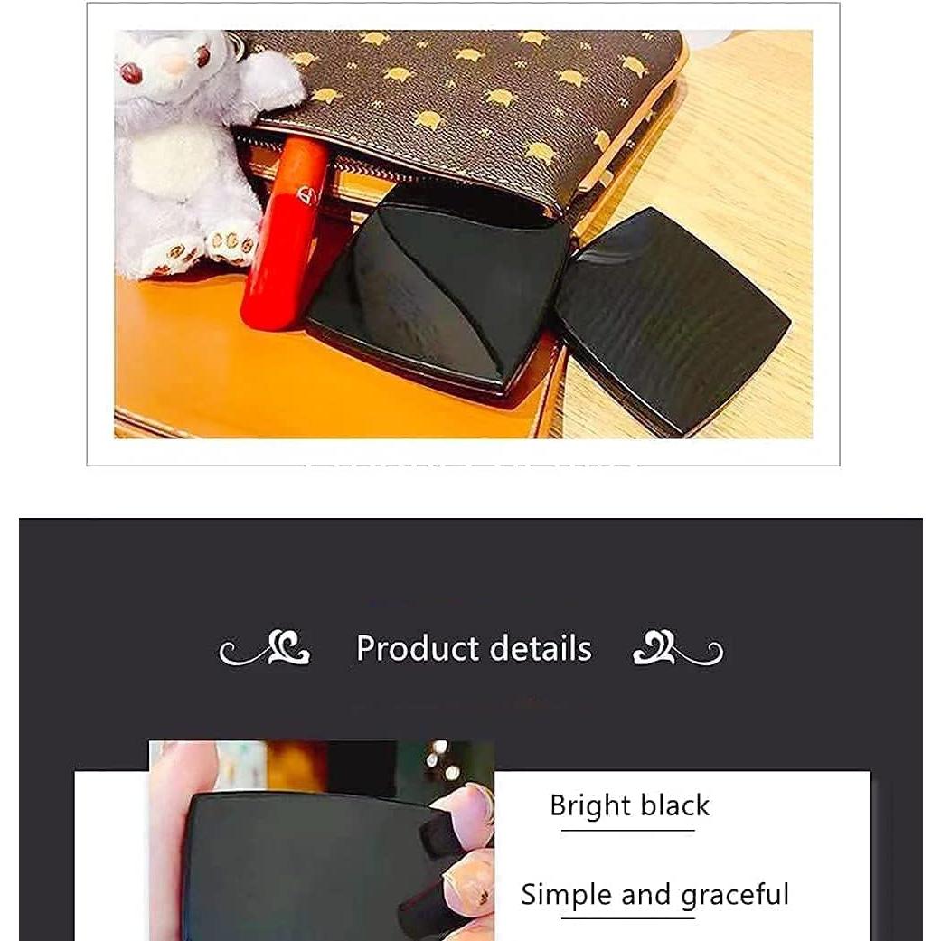 Espejo Cosmético Compacto MENGJIE 2x Aumento Negro 6.35cm