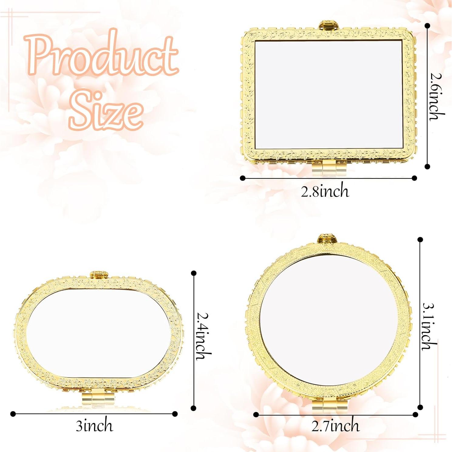 Espejo Compacto Plegable Blulu Floral 24 Pcs para Bolso