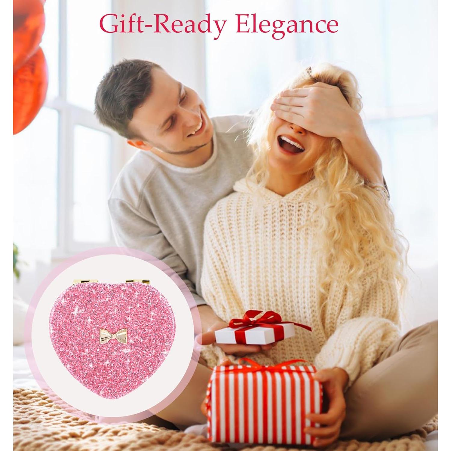 Espejo Compacto Rosa Corazón Doble Cara ValueBargain 7.6 cm