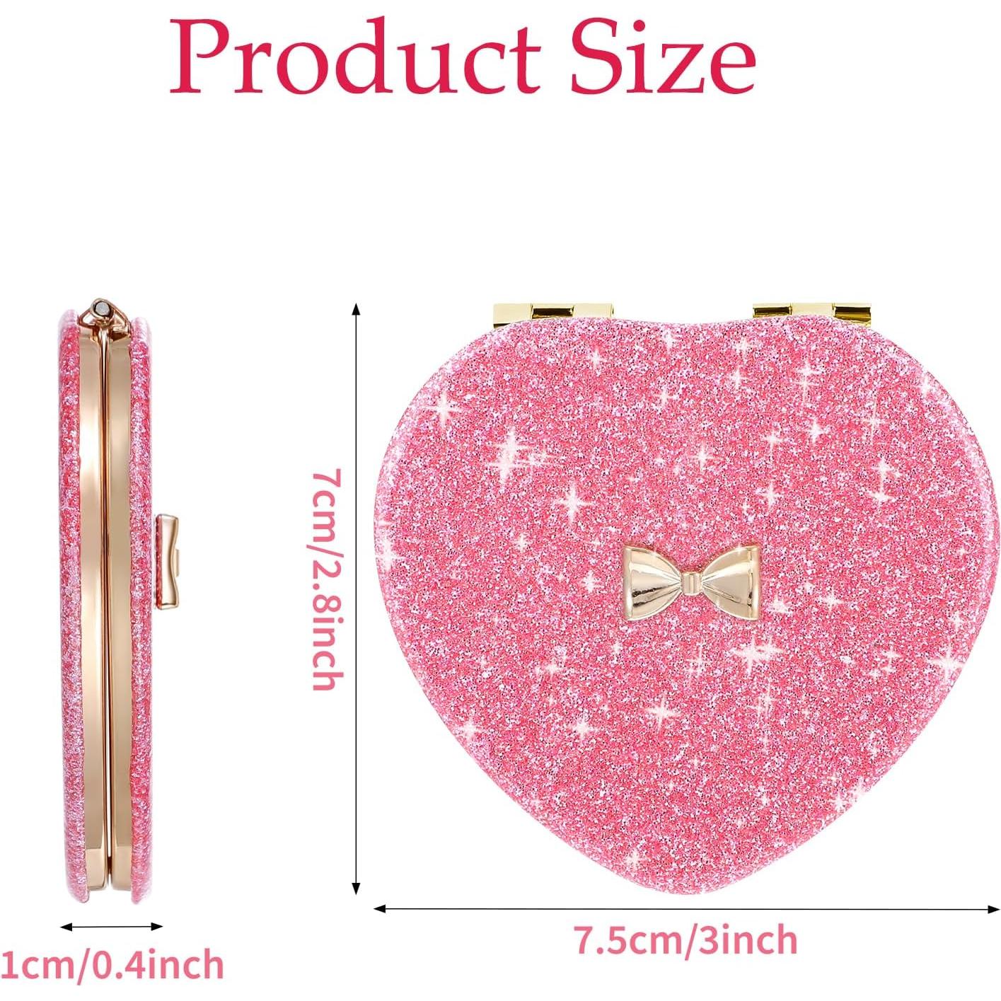 Espejo Compacto Rosa Corazón Doble Cara ValueBargain 7.6 cm