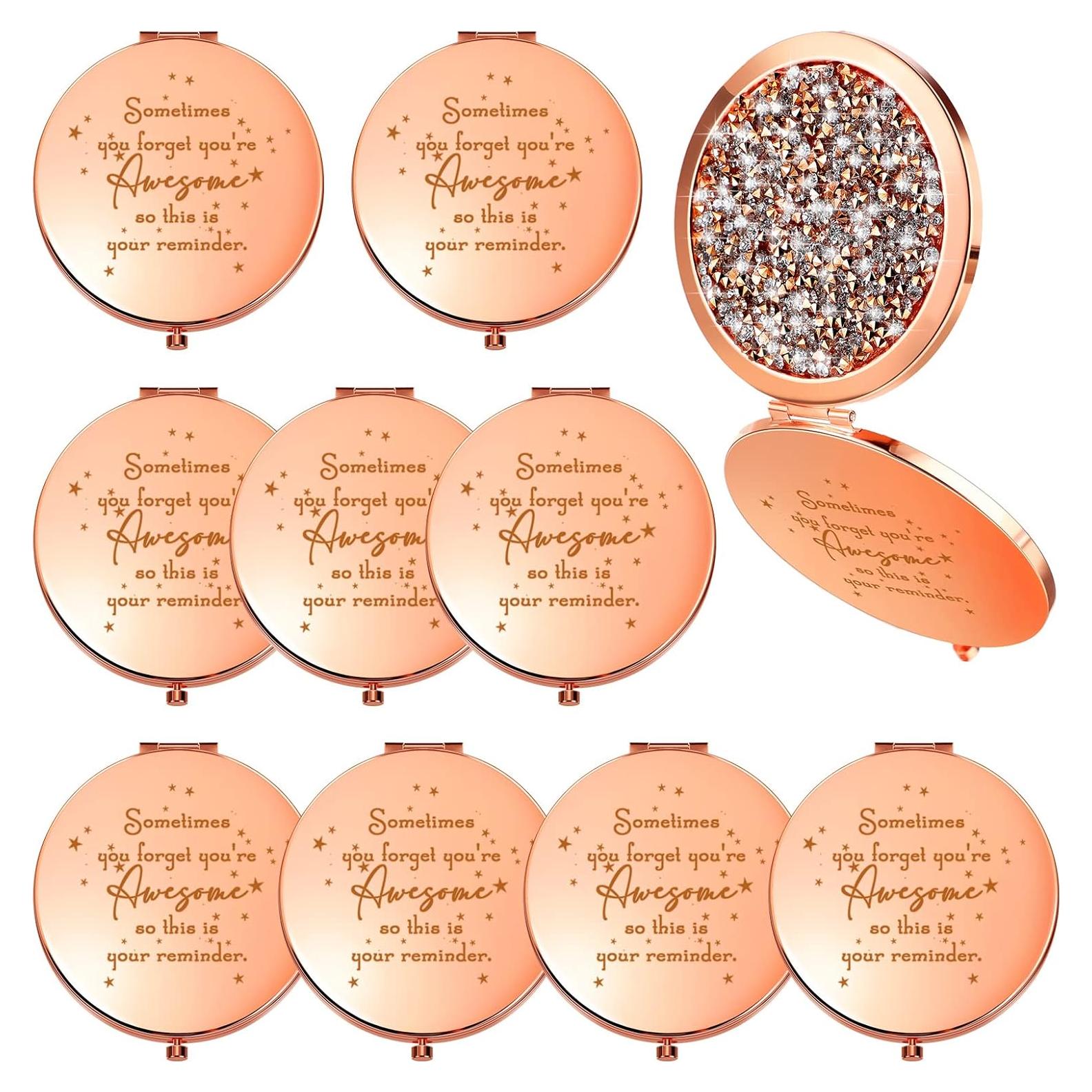 Espejos Compactos Inspiradores Roowest - 10 Pcs Oro Rosa