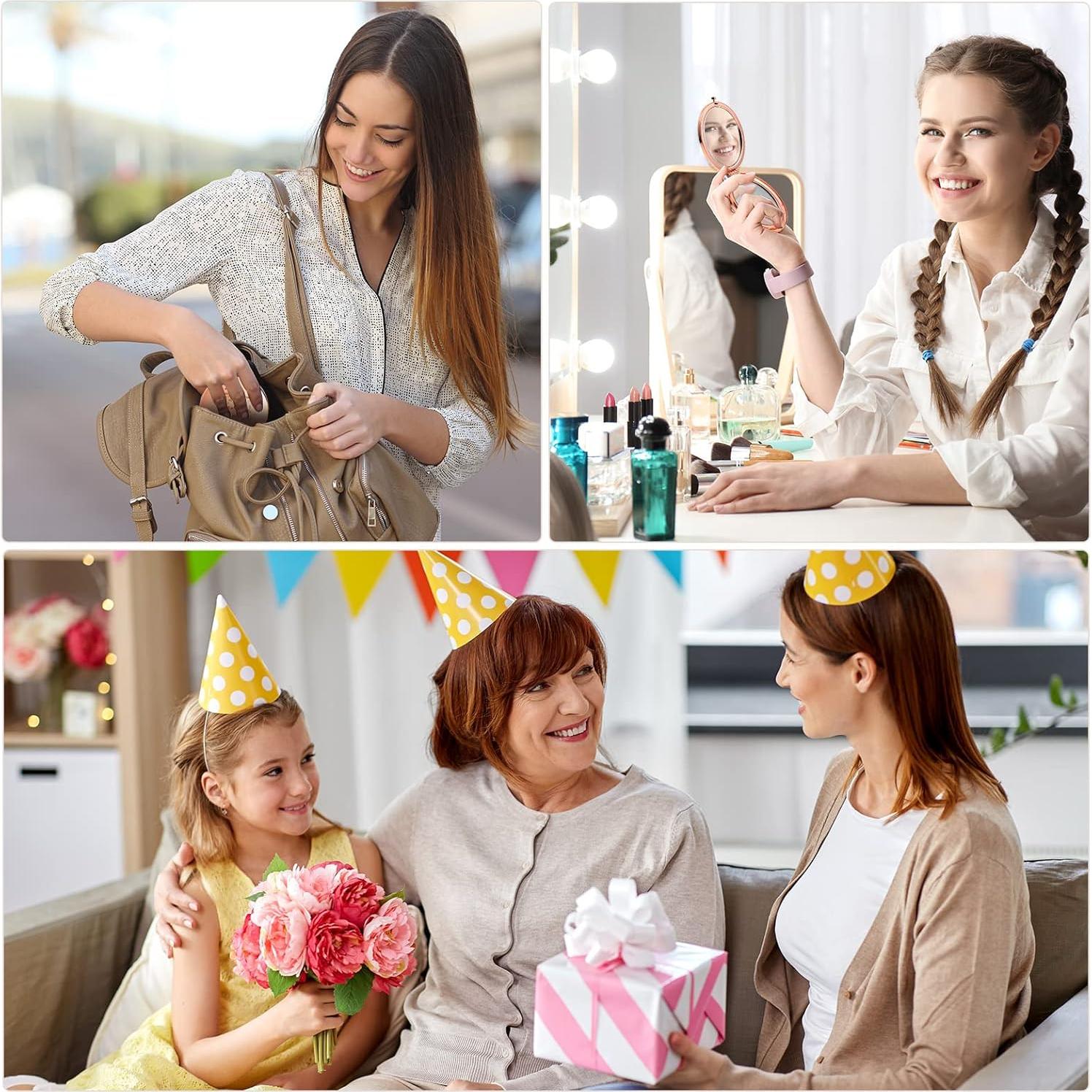 Espejos Compactos Inspiradores Roowest - 10 Pcs Oro Rosa