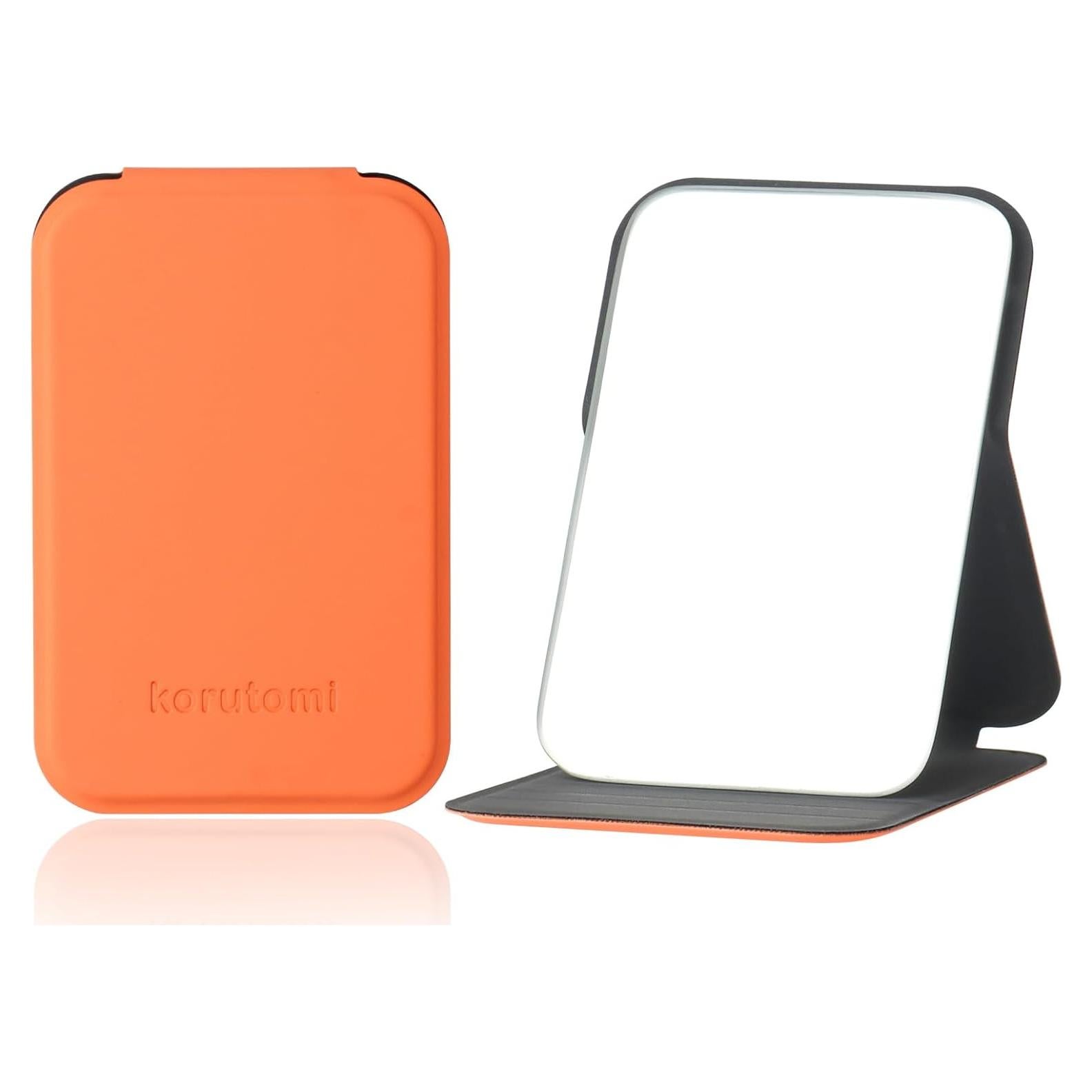 Espejo de Mano Korutomi Plegable Compacto Naranja 10.9x6.9cm