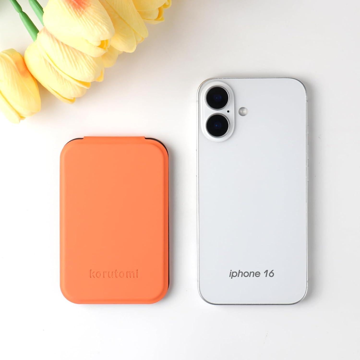 Espejo de Mano Korutomi Plegable Compacto Naranja 10.9x6.9cm