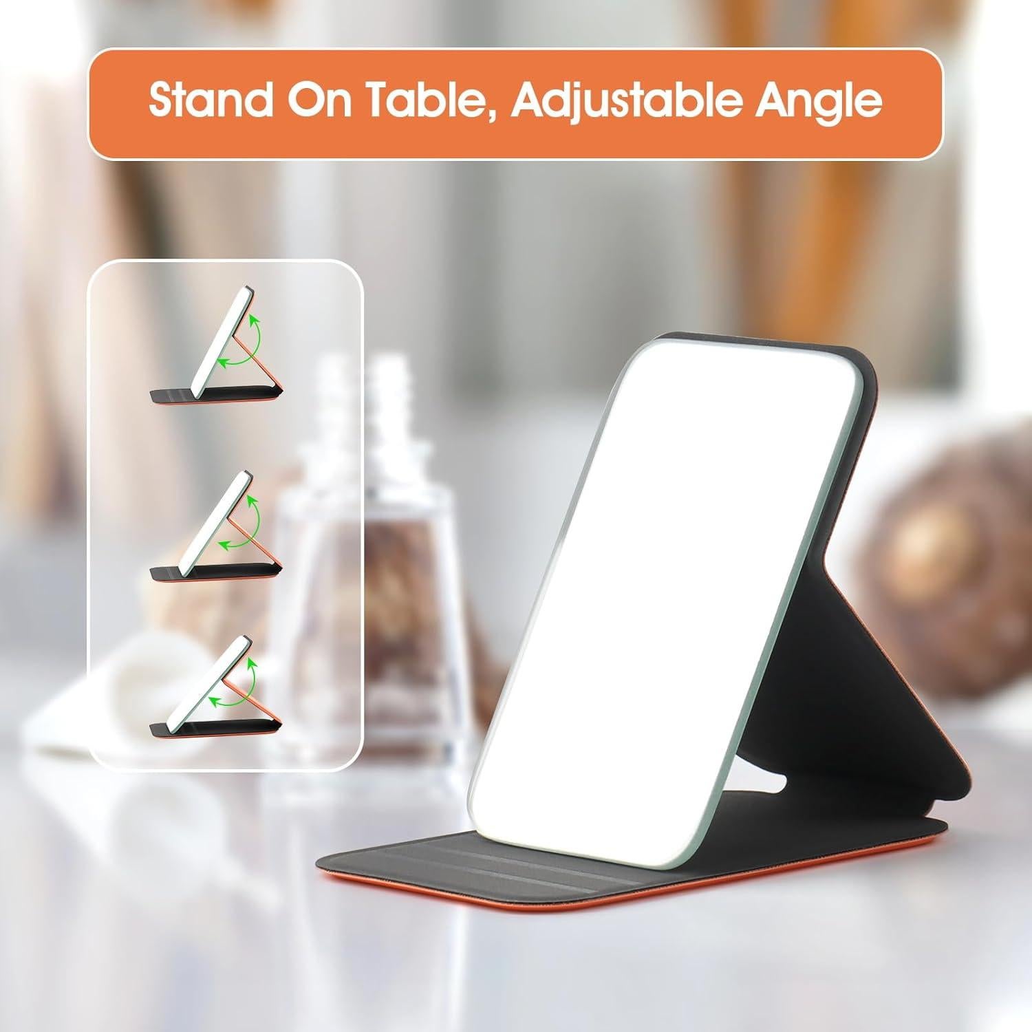 Espejo de Mano Korutomi Plegable Compacto Naranja 10.9x6.9cm