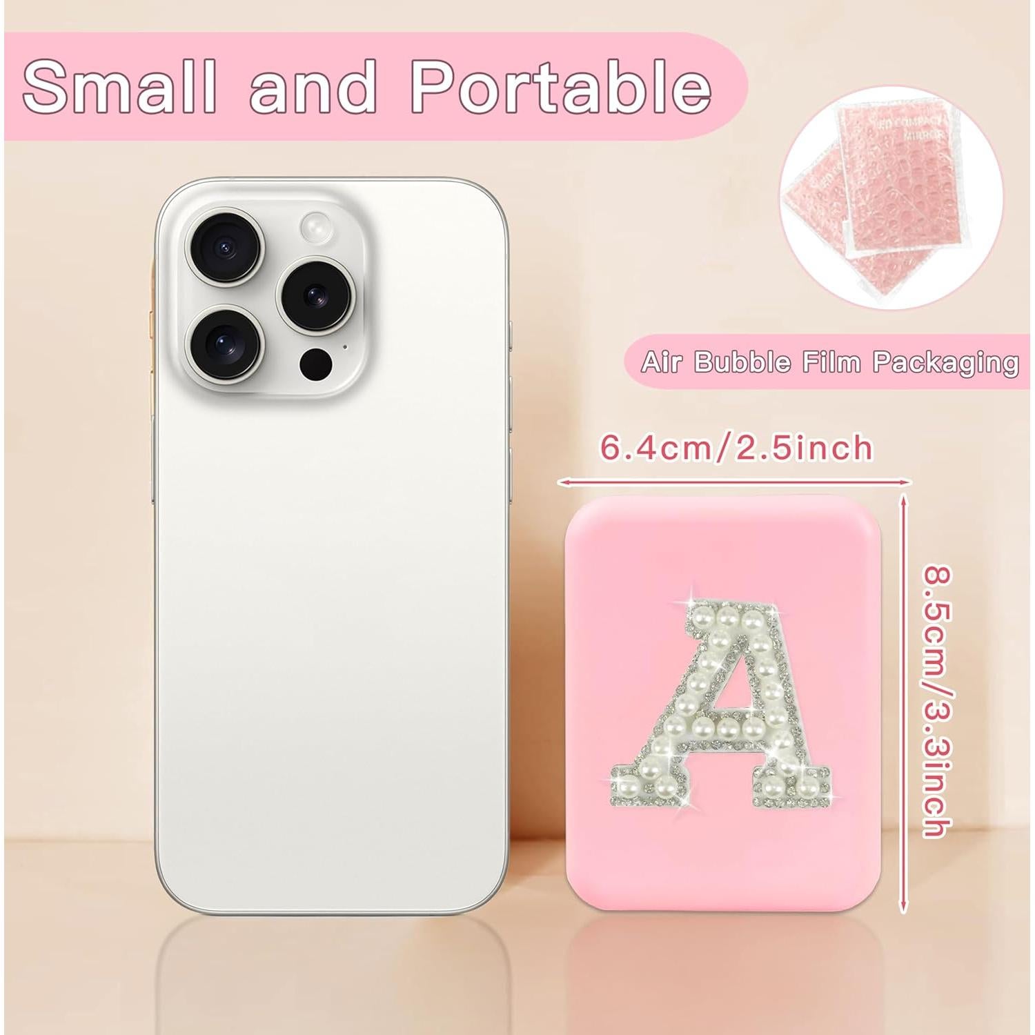 Espejo Compacto Plegable Aganmi Rosa 1X/2X con Luces LED