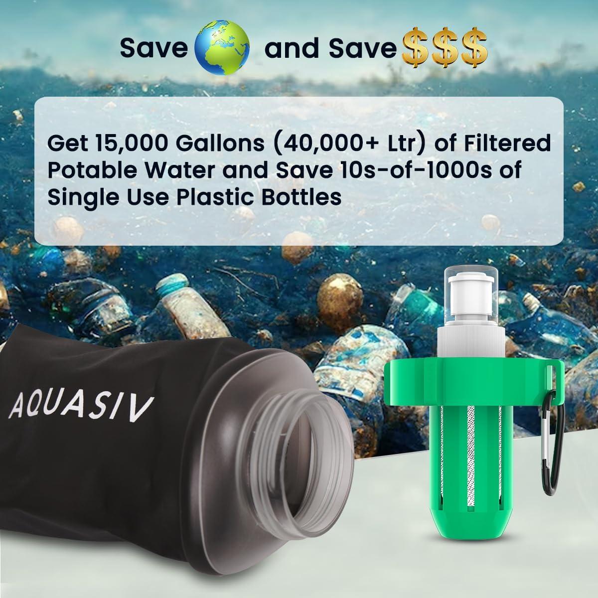 Kit de Filtro de Agua Portátil AQUASIV Basecamp - 1L/min