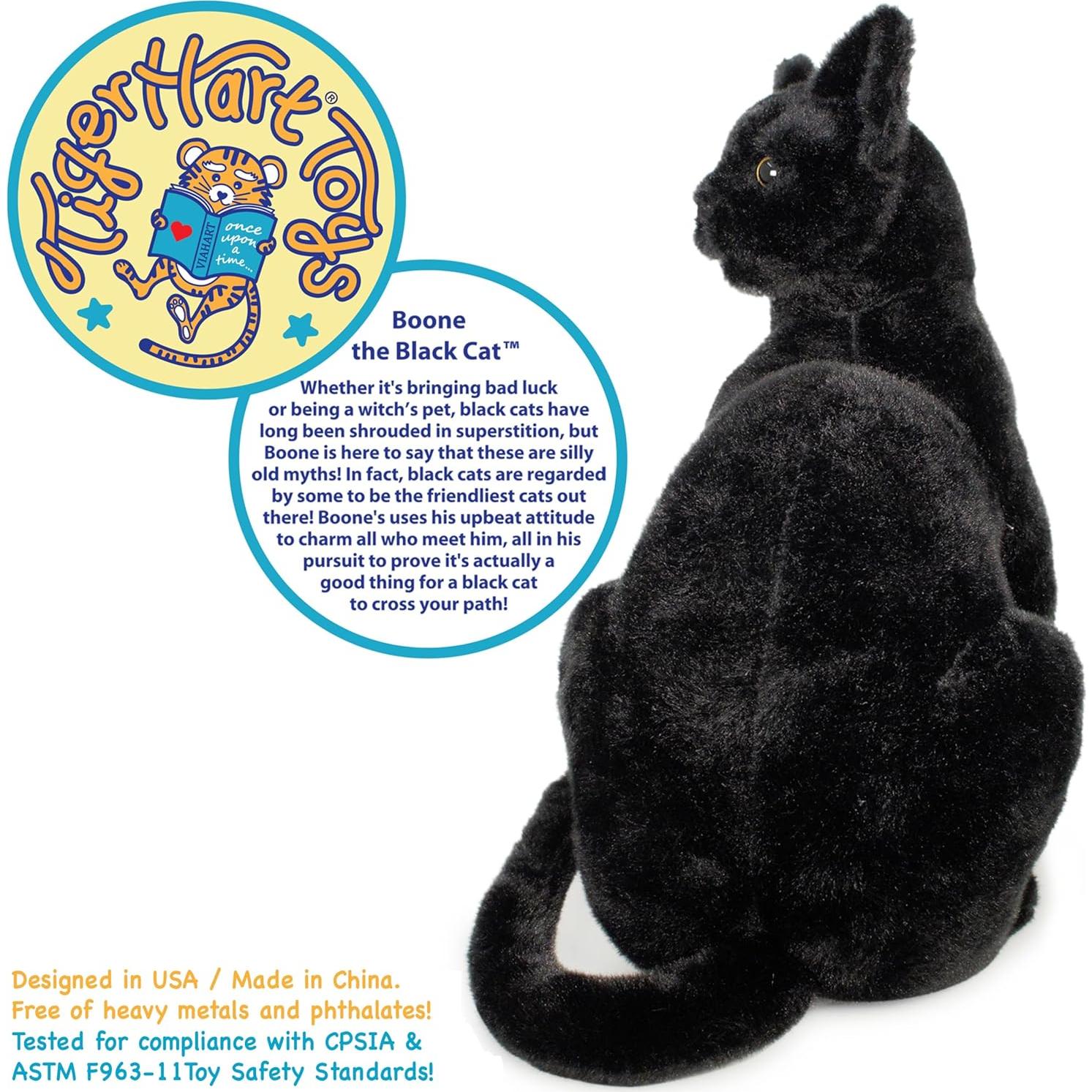 Peluche Gato Negro Boone 33 cm - VIAHART Suave y Lindo