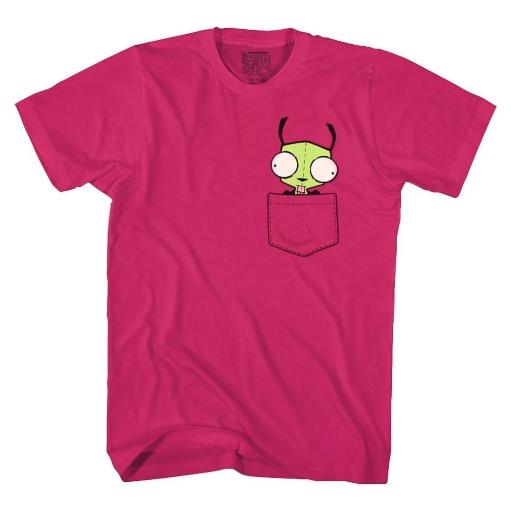 Camiseta de algodón Invader Zim Gir bolsillo - Baya - Mediana
