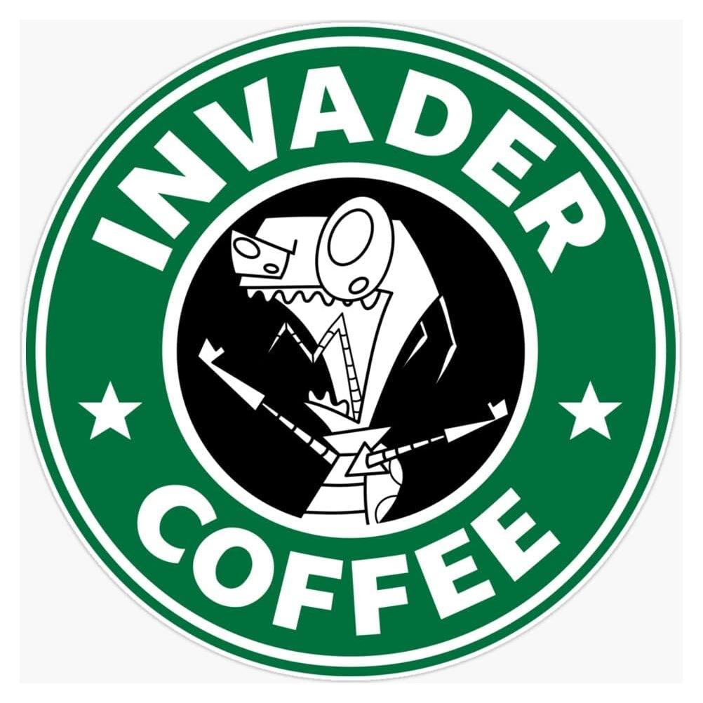 Calcomanía de Vinilo JSE Designs Invader Coffee 12.7 cm Impermeable