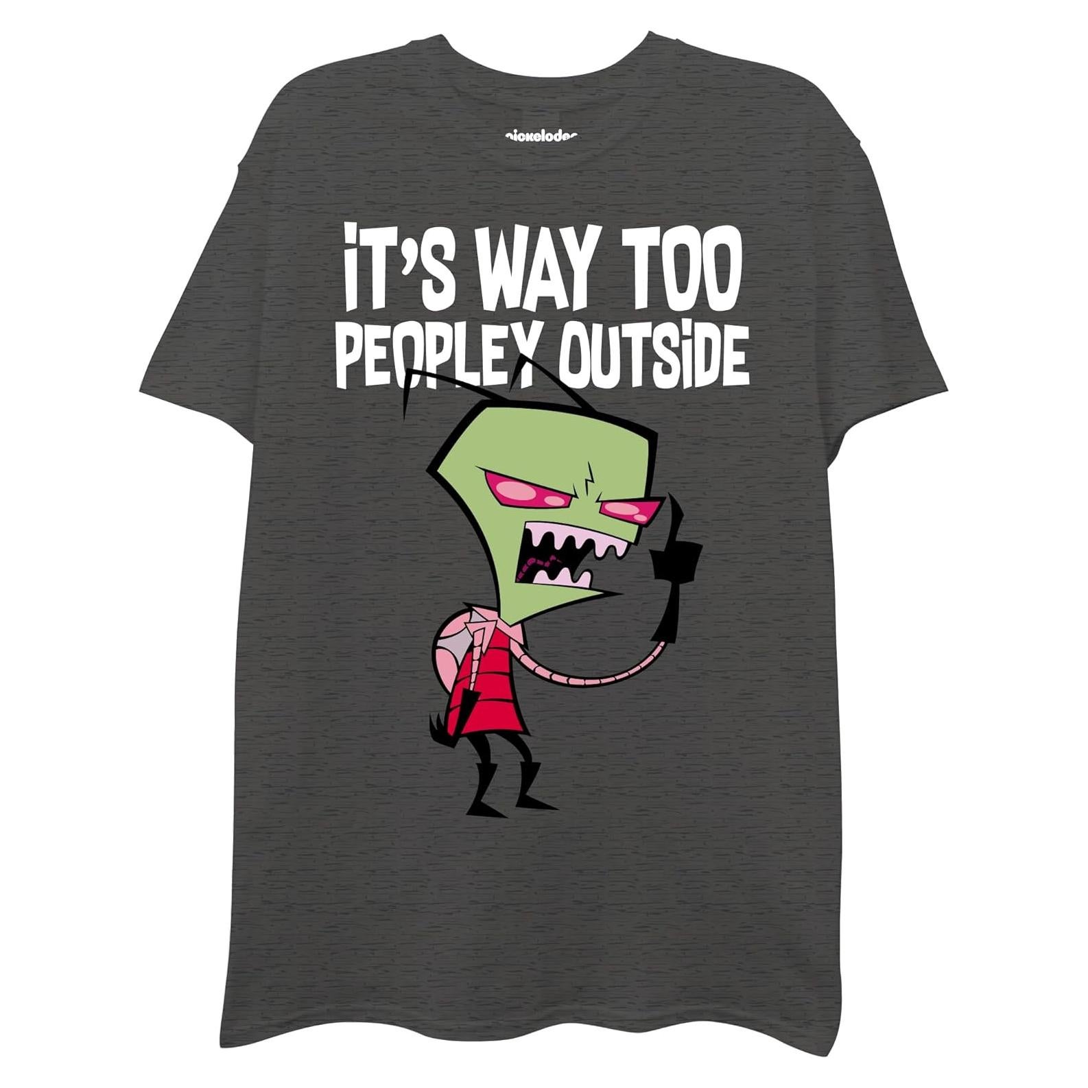 Camiseta de Manga Corta Hombre Invader Zim Nickelodeon Gris