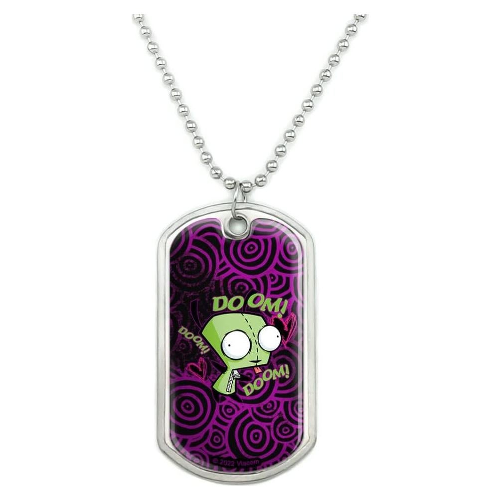 Colgante de etiqueta militar Invader Zim con cadena 61cm
